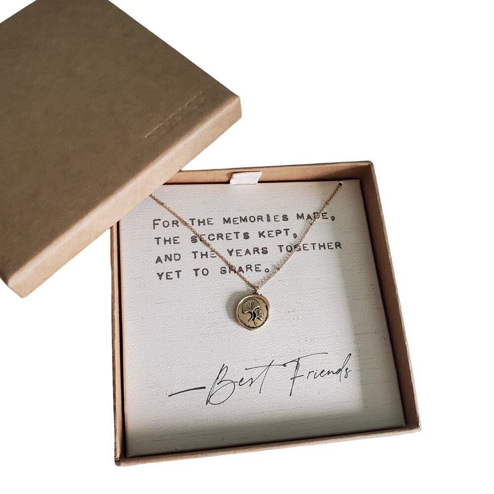 Demdaco "Best Friends" Necklace Gold Tone Boho Rustic Sweet Meaningful Memories